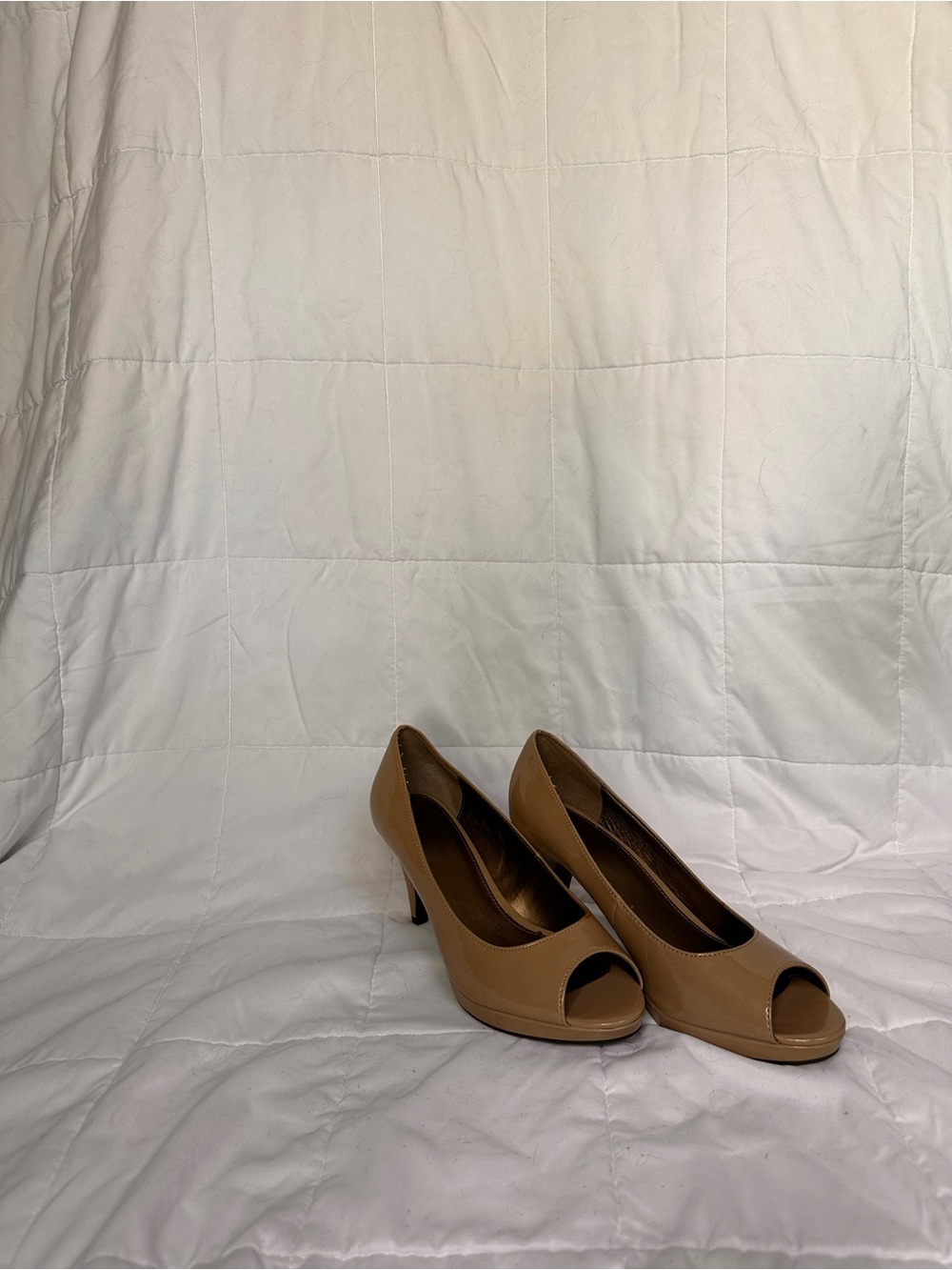 Bandolino Tan Peep-Toe Pumps